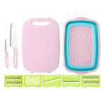 Planche à découper pliante 9 en 1 en plastique multifonctionnelle pour la maison, antibactérienne et anti-moisissure, avec couteaux inclus