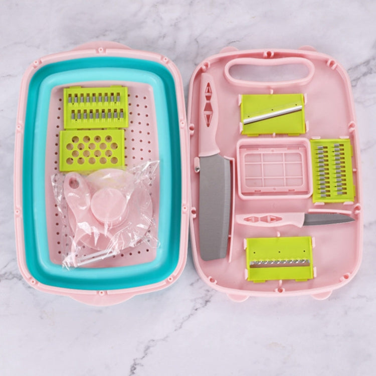 Planche à découper pliante 9 en 1 en plastique multifonctionnelle pour la maison, antibactérienne et anti-moisissure, avec couteaux inclus