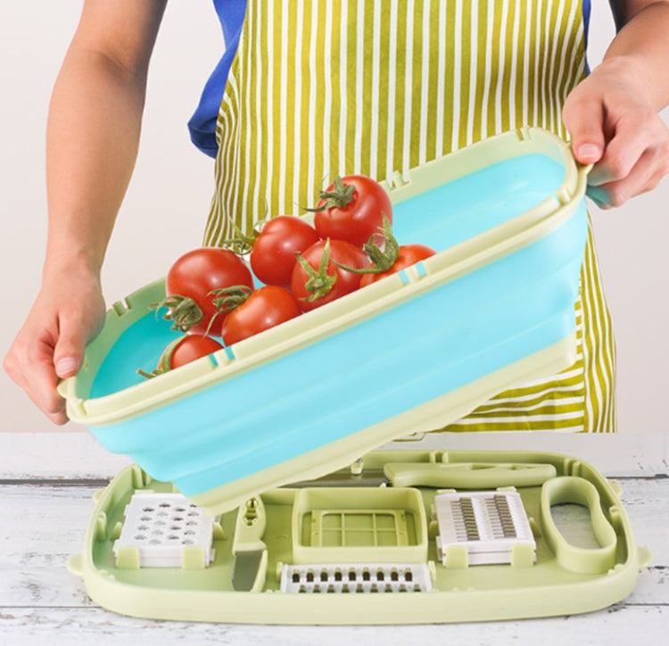 Planche à découper pliante 9 en 1 en plastique multifonctionnelle pour la maison, antibactérienne et anti-moisissure, avec couteaux inclus