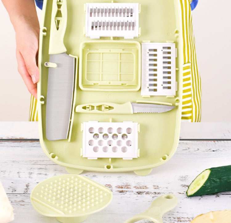 Planche à découper pliante 9 en 1 en plastique multifonctionnelle pour la maison, antibactérienne et anti-moisissure, avec couteaux inclus