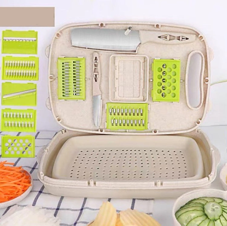 Planche à découper pliante 9 en 1 en plastique multifonctionnelle pour la maison, antibactérienne et anti-moisissure, avec couteaux inclus
