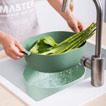 Casserole de riz de cuisine, panier de vidange double-plat en plastique pour légumes, panier de fruits, forme en U vert clair, forme en U rouge foncé, forme en U gris clair, forme en O vert clair, forme en O rouge foncé