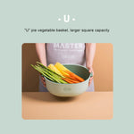Casserole de riz de cuisine, panier de vidange double-plat en plastique pour légumes, panier de fruits, forme en U vert clair, forme en U rouge foncé, forme en U gris clair, forme en O vert clair, forme en O rouge foncé