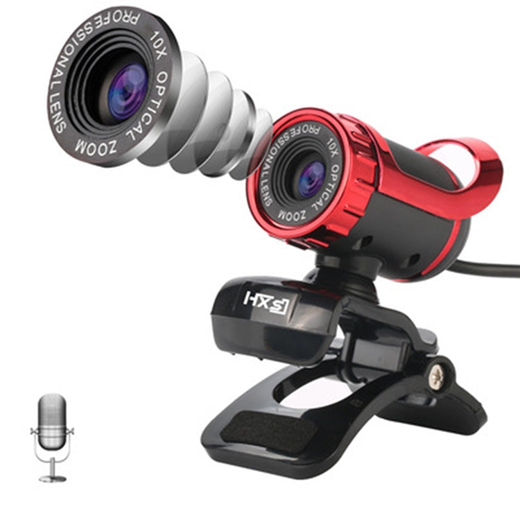 HXSJ A859 Caméra réseau 480P pour ordinateur, caméra vidéo USB avec microphone intégré absorbant le son, rouge, noir, noir sans fonction appareil photo, rouge sans fonction appareil photo