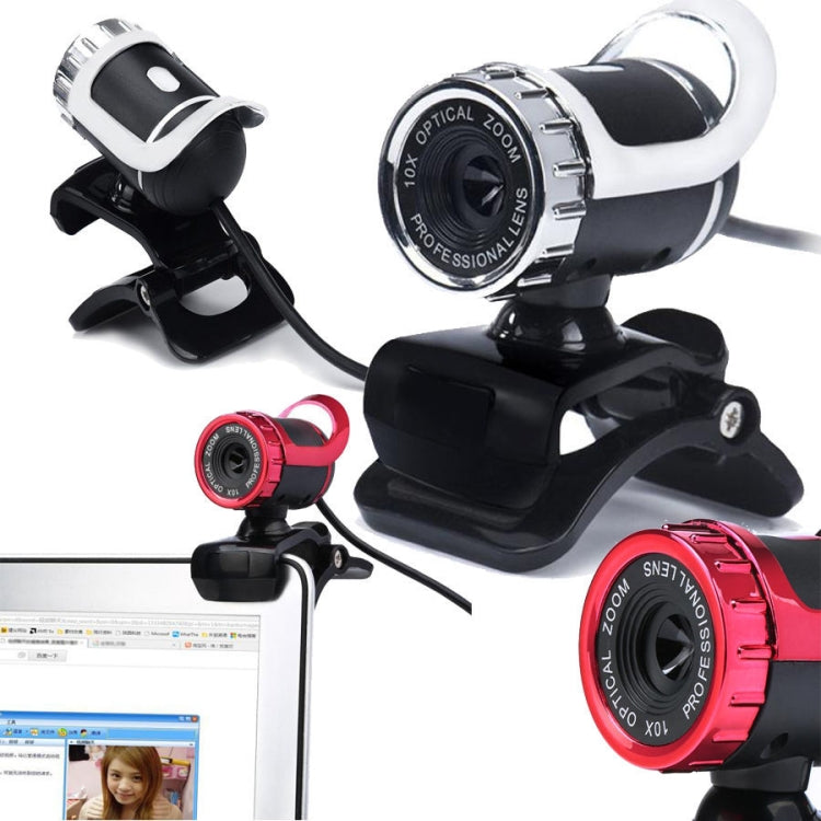 HXSJ A859 Caméra réseau 480P pour ordinateur, caméra vidéo USB avec microphone intégré absorbant le son, rouge, noir, noir sans fonction appareil photo, rouge sans fonction appareil photo