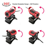 HXSJ A859 Caméra réseau 480P pour ordinateur, caméra vidéo USB avec microphone intégré absorbant le son, rouge, noir, noir sans fonction appareil photo, rouge sans fonction appareil photo