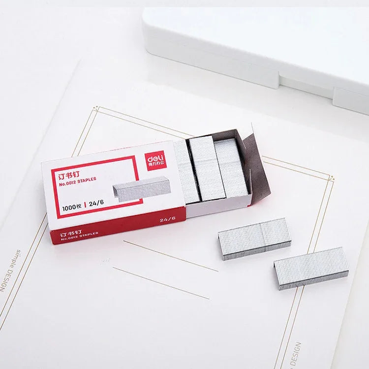 1000 pcs / paquet Agrafeuse universelle Deli 0012 n° 12 Agrafes 24/6 Agrafes régulières