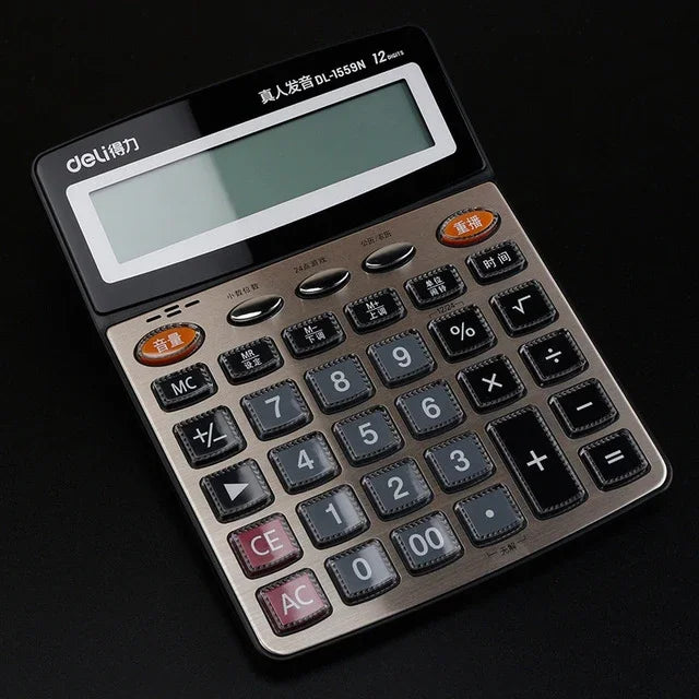 Calculatrice vocale Deli 1559N Calculatrice multifonction bureau finance 12 chiffres, 1559N