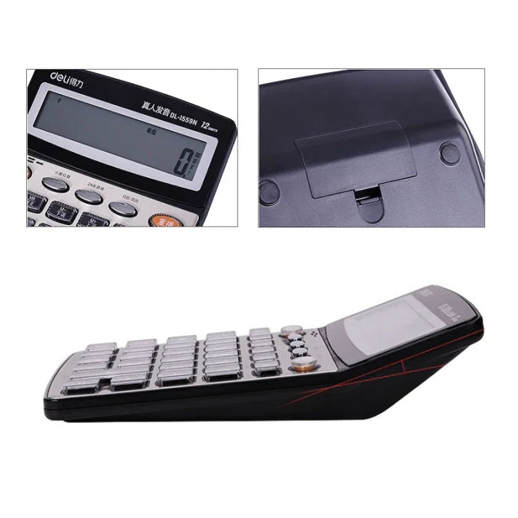 Calculatrice vocale Deli 1559N Calculatrice multifonction bureau finance 12 chiffres, 1559N