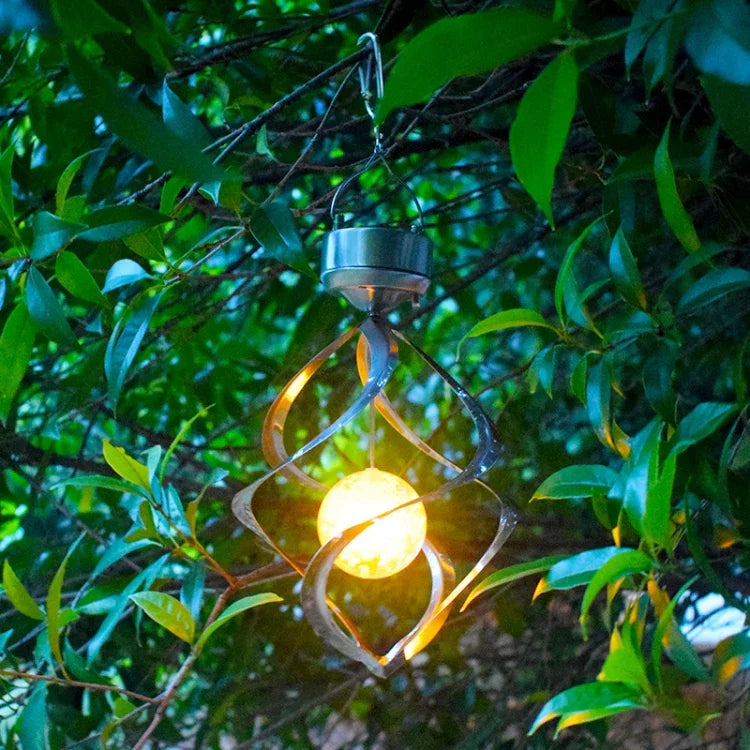 Lampe Solaire Carillon Éolien Extérieur Étanche Décoration de Jardin Lampe Suspendue, Petite Boule