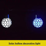 2 lampes solaires décoratives de jardin à suspension en forme de boule creuse, 2 boules creuses blanches, 2 boules creuses colorées