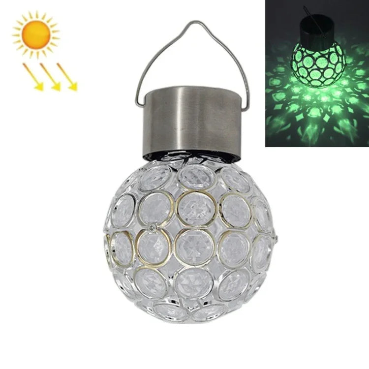 2 lampes solaires décoratives de jardin à suspension en forme de boule creuse, 2 boules creuses blanches, 2 boules creuses colorées