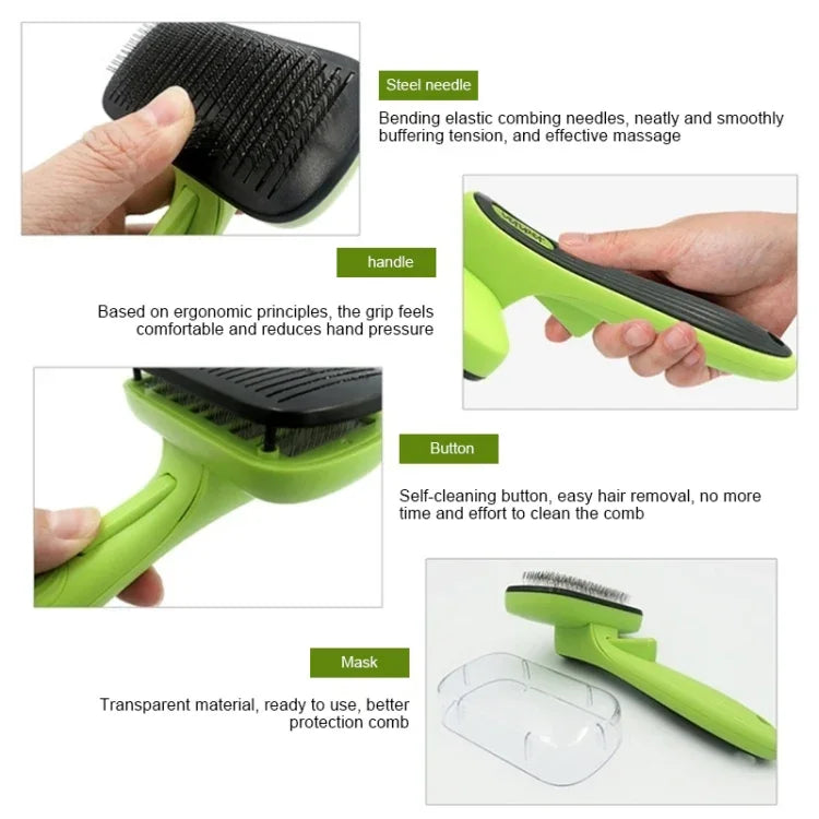 Peigne anti-poils automne pour animaux, brosse de toilettage pour chien, fournitures de nettoyage, vert