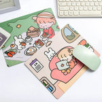 Tapis de souris d'ordinateur portable 5 pièces motif lapin fille de dessin animé créatif, canapé, cache-cache, couchage, repas