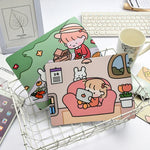 Tapis de souris d'ordinateur portable 5 pièces motif lapin fille de dessin animé créatif, canapé, cache-cache, couchage, repas