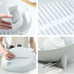 Égouttoir à vaisselle de rangement, égouttoir à ustensiles de cuisine multifonction, blanc, gris