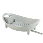 Égouttoir à vaisselle de rangement, égouttoir à ustensiles de cuisine multifonction, blanc, gris