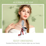 Breloque en argent sterling 925 Rouge à lèvres Talons hauts Miroir de maquillage Pendentif