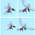 Breloque en argent sterling 925 Rouge à lèvres Talons hauts Miroir de maquillage Pendentif