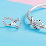 925 Argent Sterling Infini Famille Pour Toujours Perles Pour Femmes Bracelet DIY Accessoires, SCC1146