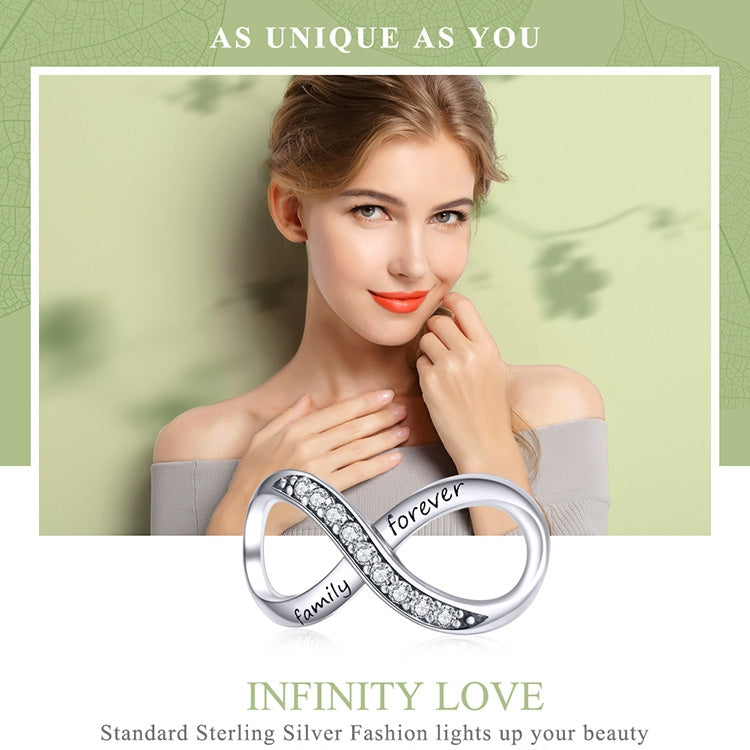 925 Argent Sterling Infini Famille Pour Toujours Perles Pour Femmes Bracelet DIY Accessoires, SCC1146