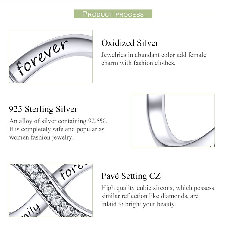 925 Argent Sterling Infini Famille Pour Toujours Perles Pour Femmes Bracelet DIY Accessoires, SCC1146