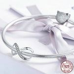 925 Argent Sterling Infini Famille Pour Toujours Perles Pour Femmes Bracelet DIY Accessoires, SCC1146