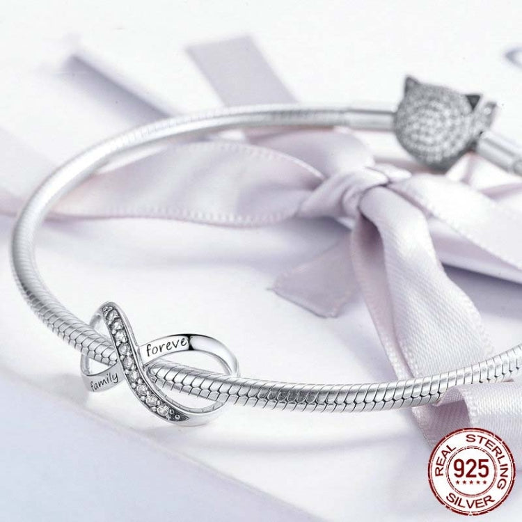 925 Argent Sterling Infini Famille Pour Toujours Perles Pour Femmes Bracelet DIY Accessoires, SCC1146