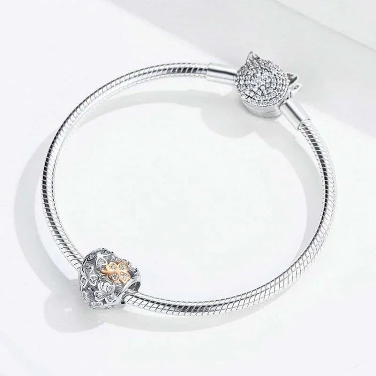 Accessoires de bracelet DIY en argent sterling 925 en forme de cœur, perles et trèfle à quatre feuilles creux, SCC1248