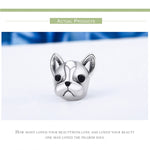 Perles bouledogue en argent sterling S925, série animale