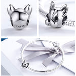 Perles bouledogue en argent sterling S925, série animale