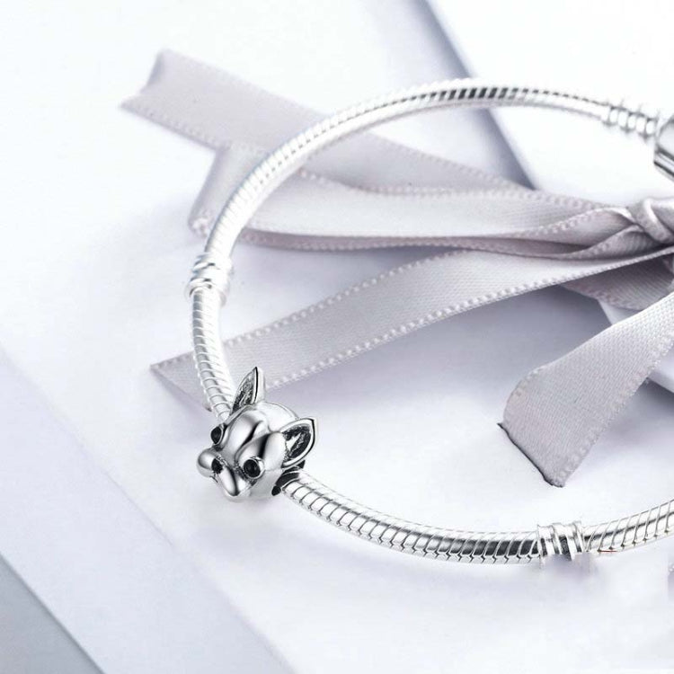 Perles bouledogue en argent sterling S925, série animale