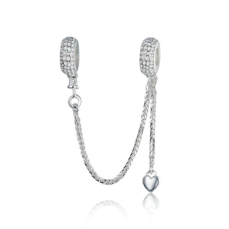 Chaîne de Sécurité Cœur d'Amour en Argent Sterling 925, Breloque Butoir Pendentif pour Bracelets Femme, Bijoux DIY, SCC1112