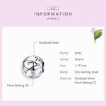 Perles de bijouterie en argent sterling S925, douze constellations, accessoires de bracelet DIY, perles en argent, Bélier, Taureau, Gémeaux, Cancer, Lion, Vierge, Balance, Scorpion, Sagittaire, Capricorne, Verseau, Poissons