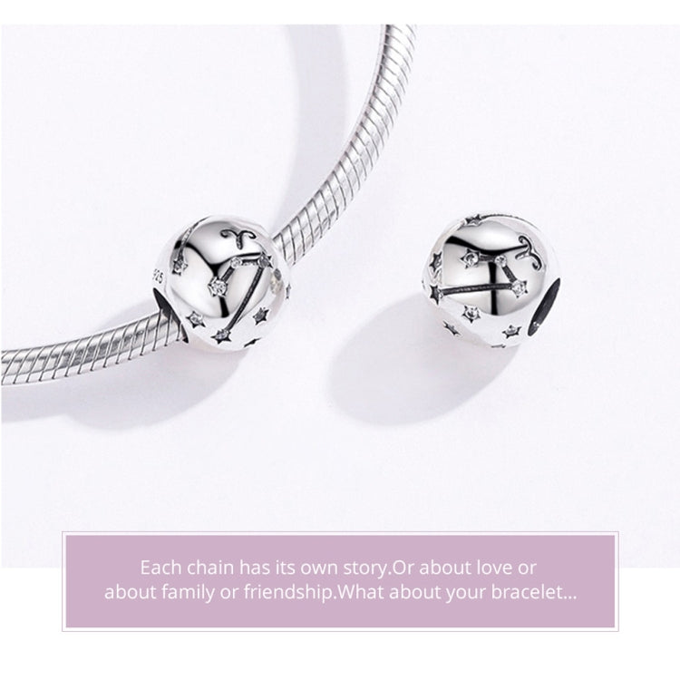 Perles de bijouterie en argent sterling S925, douze constellations, accessoires de bracelet DIY, perles en argent, Bélier, Taureau, Gémeaux, Cancer, Lion, Vierge, Balance, Scorpion, Sagittaire, Capricorne, Verseau, Poissons