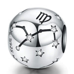 Perles de bijouterie en argent sterling S925, douze constellations, accessoires de bracelet DIY, perles en argent, Bélier, Taureau, Gémeaux, Cancer, Lion, Vierge, Balance, Scorpion, Sagittaire, Capricorne, Verseau, Poissons