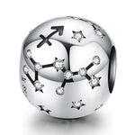 Perles de bijouterie en argent sterling S925, douze constellations, accessoires de bracelet DIY, perles en argent, Bélier, Taureau, Gémeaux, Cancer, Lion, Vierge, Balance, Scorpion, Sagittaire, Capricorne, Verseau, Poissons