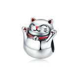 Accessoire de Bijoux Bracelet Perlé DIY Chat Chanceux en Argent Sterling 925, SCC1178