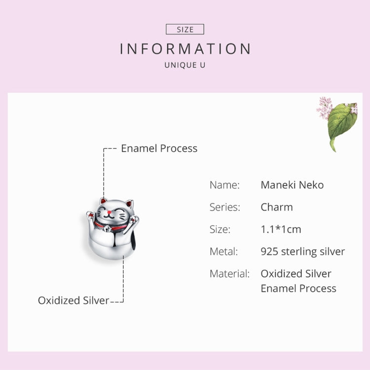Accessoire de Bijoux Bracelet Perlé DIY Chat Chanceux en Argent Sterling 925, SCC1178