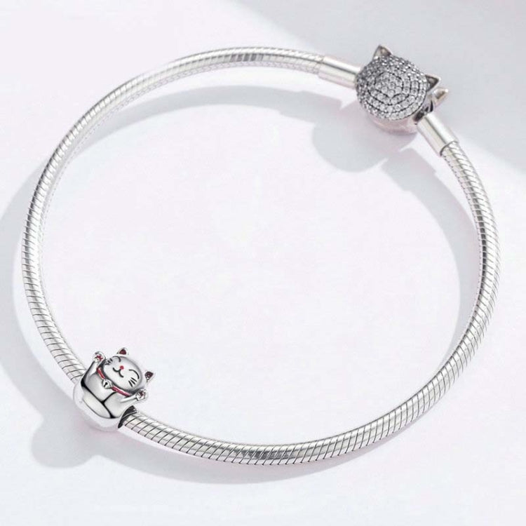 Accessoire de Bijoux Bracelet Perlé DIY Chat Chanceux en Argent Sterling 925, SCC1178