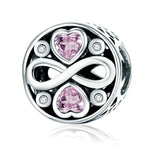 Bracelets en argent sterling 925 avec pendentif cœur rose et perles de cristal, SCC240