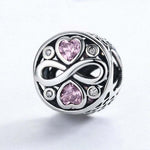 Bracelets en argent sterling 925 avec pendentif cœur rose et perles de cristal, SCC240