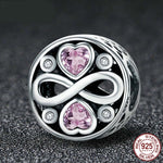 Bracelets en argent sterling 925 avec pendentif cœur rose et perles de cristal, SCC240