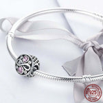 Bracelets en argent sterling 925 avec pendentif cœur rose et perles de cristal, SCC240
