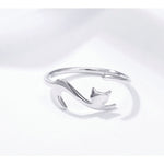 Bague ouverte de mode en argent sterling chat coquin, SCR220-B, SCR220