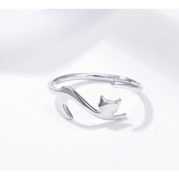 Bague ouverte de mode en argent sterling chat coquin, SCR220-B, SCR220