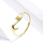 Bague ouverte de mode en argent sterling chat coquin, SCR220-B, SCR220