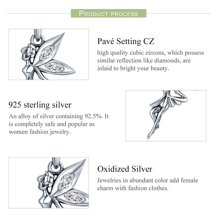Pendentif breloque fée fleur en argent sterling 925, accessoires pour colliers et bracelets DIY pour femmes, SCC359