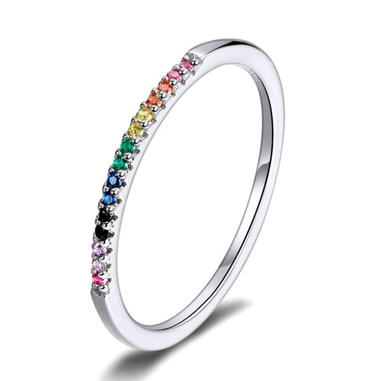 Bague en argent sterling S925 avec zircons colorés, taille 7