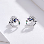 Boucles d'oreilles clous en argent Boucles d'oreilles en argent Zircon coloré Boucles d'oreilles clous en argent, SCE611